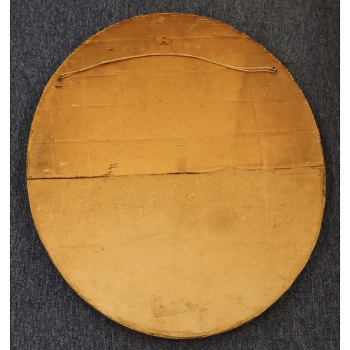3058 - A circular mirror, 59cm x 49cm.