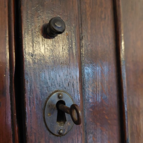 3010 - THIS LOT IS NOT HELD BY PFW. A 19th century oak straight fronted hanging corner cupboard, 76cm wide,... 