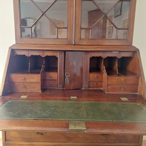 3028 - THIS LOT IS NOT HELD BY PFW. A George III mahogany bureau bookcase, Base 115cm wide, 60cm deep, top ... 