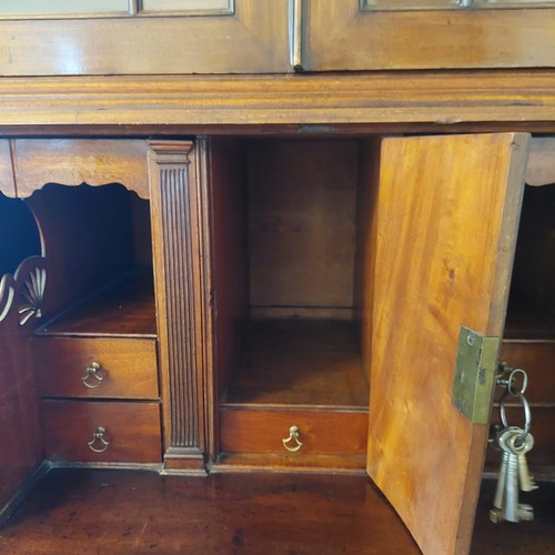 3028 - THIS LOT IS NOT HELD BY PFW. A George III mahogany bureau bookcase, Base 115cm wide, 60cm deep, top ... 