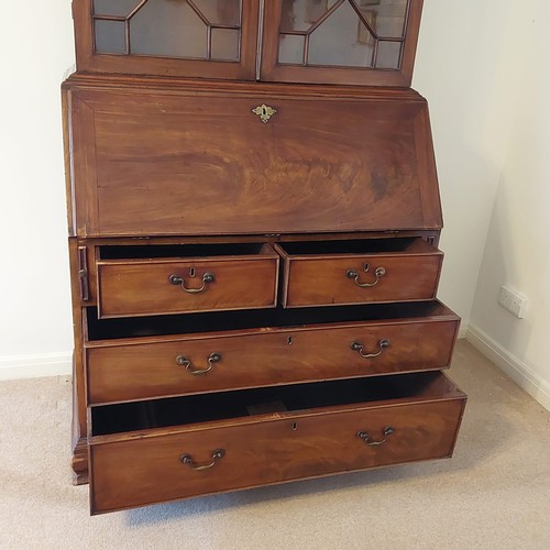 3028 - THIS LOT IS NOT HELD BY PFW. A George III mahogany bureau bookcase, Base 115cm wide, 60cm deep, top ... 