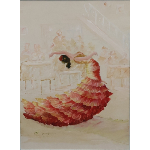 263 - Ann Greenfield, watercolour, 37cm x 26cm, depicting Flamenco Dancer, signed and dated 1970, in white... 
