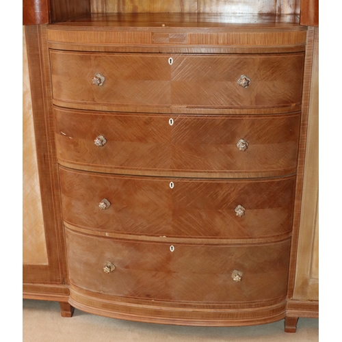 3195 - THIS ITEM IS NOT HELD BY PFW. An early 20th century Maple & Co triple wardrobe with central drawers ... 