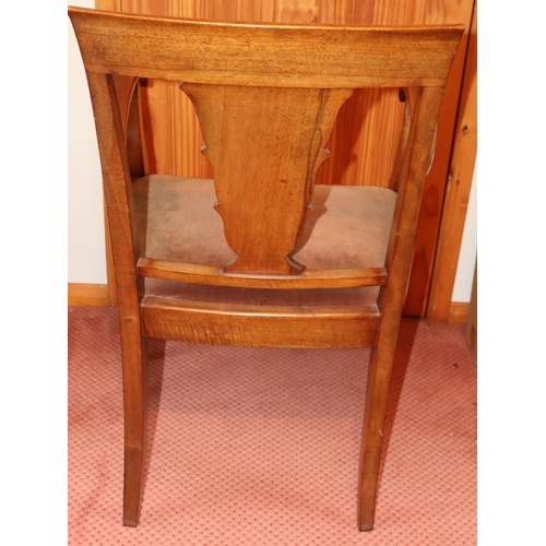 3210 - THIS ITEM IS NOT HELD BY PFW. A carving chair with brown upholstered seat, 60cm wide, 70cm deep, 92.... 