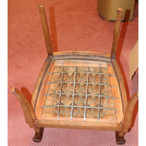 3210 - THIS ITEM IS NOT HELD BY PFW. A carving chair with brown upholstered seat, 60cm wide, 70cm deep, 92.... 