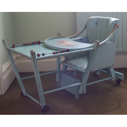 3231 - THIS ITEM IS NOT HELD BY PFW. A vintage 1950s child's high chair/ walker , 54cm wide, 96cm high or 5... 