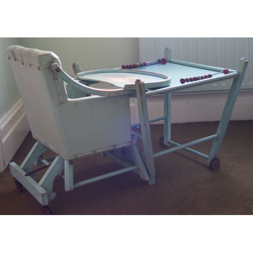 3231 - THIS ITEM IS NOT HELD BY PFW. A vintage 1950s child's high chair/ walker , 54cm wide, 96cm high or 5... 