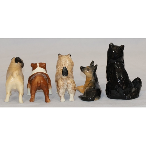 111 - 4 various Beswick figures of dogs and 1 Beswick figure of a cat (5)