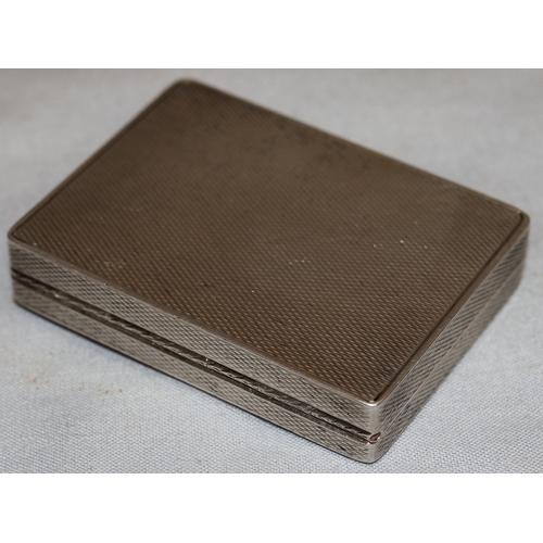 395 - An Art Deco style 925 silver minaudiere with allover engine turned decoration, blue enamelled hinged... 