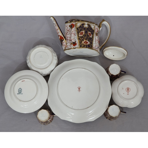 87 - 6 Wedgwood Imari pattern coffee cans and saucers, a similar oval teapot (cracked), 3 similar side pl... 