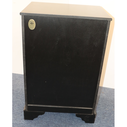 4001 - A black music cabinet with 8 drawers, maker John Austin 53cm wide, 40cm deep, 79cm high.