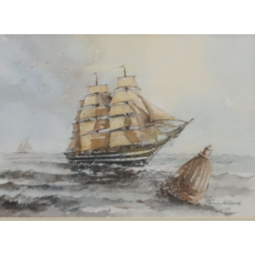 4008 - A watercolour of a wintery landscape, 24cm x 33.5cm, framed, 2 Vernon Wildgoose  pictures, 