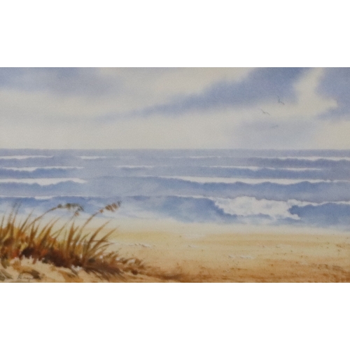 4008 - A watercolour of a wintery landscape, 24cm x 33.5cm, framed, 2 Vernon Wildgoose  pictures, 
