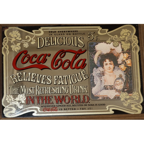 4019 - A vintage small Coca Cola framed advertising mirror, 22.5cm x 32.5cm and a vintage Pernod Fils absin... 