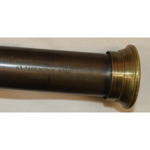 4029 - A telescope with leather case, marked Broadhurst Clarkson& Co Ltd (chip to edge of end lens), 2 smal... 