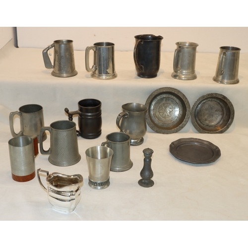 4048 - A quantity of various pewter tankards etc.