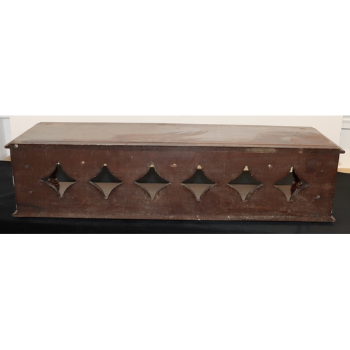 4064 - A wood wall shelf, 87.5cm wide, 27cm deep, 23cm high (ring marks to top).