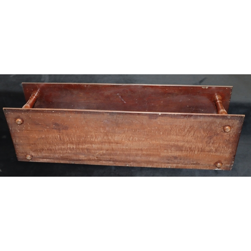 4064 - A wood wall shelf, 87.5cm wide, 27cm deep, 23cm high (ring marks to top).
