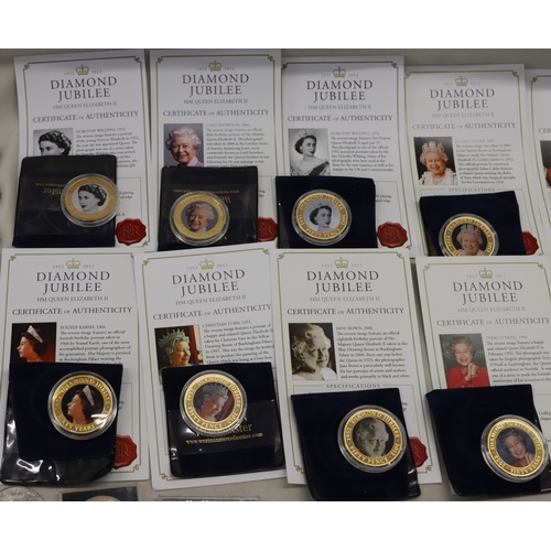 4077 - 12 HM Queen Elizabeth Diamond Jubilee coins with certificates of authenticity, 4 other similar coins... 