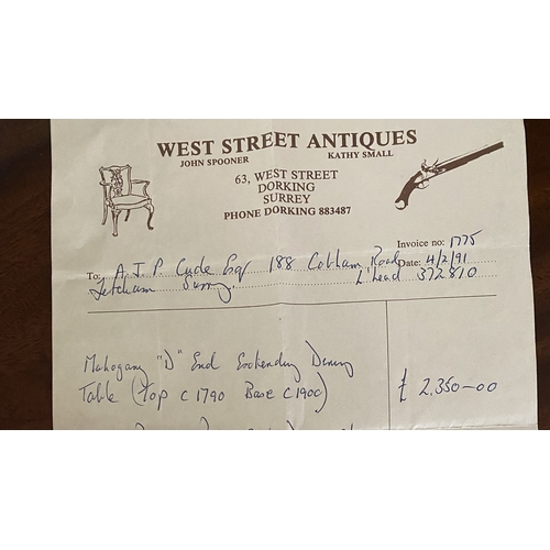 4082 - THIS ITEM IS NOT HELD BY PFW. A mahogany D-end extending dining table on brass claw feet with castor... 