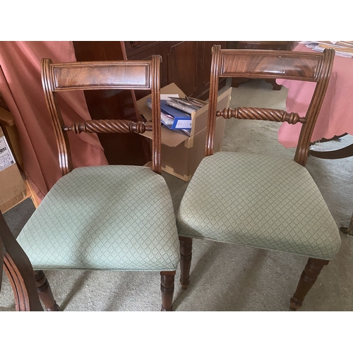 4083 - THIS ITEM IS NOT HELD BY PFW. A set of 4 Regency dining chairs, 1 carver, 3 single (worn veneer to s... 