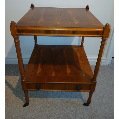 4086 - THIS ITEM IS NOT HELD BY PFW. A small occasional table with lower shelf and on castors, top 45cm x 4... 