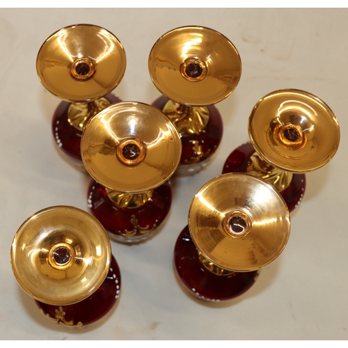 4099 - A vintage Murano style Venetian set of 6 goblets and matching jug, 32.5cm high.