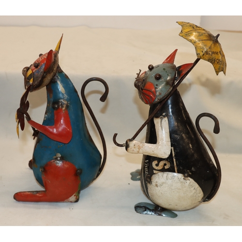 4103 - A pair of tin plate cats, tallest 35.5cm high.