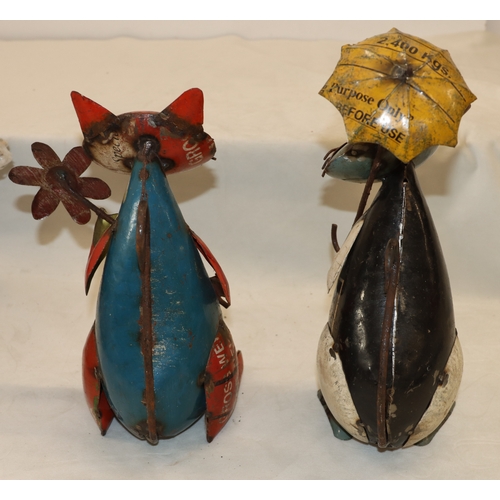 4103 - A pair of tin plate cats, tallest 35.5cm high.