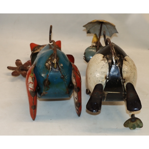 4103 - A pair of tin plate cats, tallest 35.5cm high.