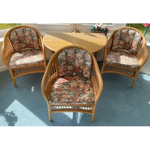 4036 - THIS LOT IS NOT HELD BY PFW. A good quality 9-piece Bamboo Conservatory set, 3 chairs 62cm wide, 58c... 