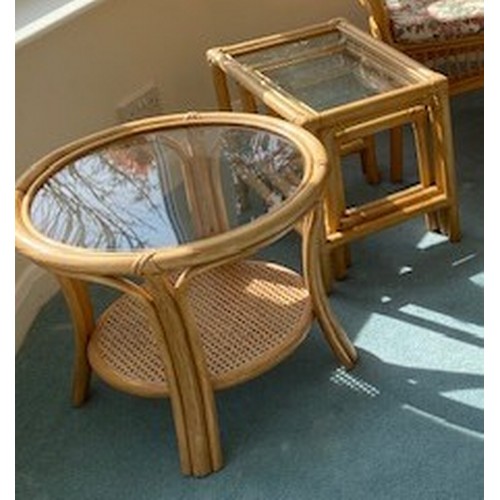 4036 - THIS LOT IS NOT HELD BY PFW. A good quality 9-piece Bamboo Conservatory set, 3 chairs 62cm wide, 58c... 