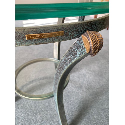 4046 - THIS LOT IS NOT HELD BY PFW. A glass topped Pierre Vandel of Paris metal framed 2-tier table, top  5... 