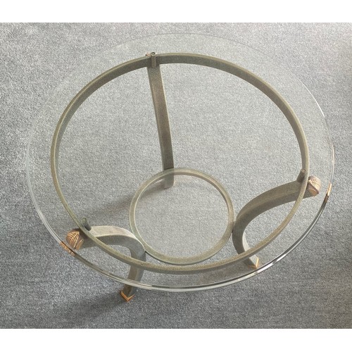 4046 - THIS LOT IS NOT HELD BY PFW. A glass topped Pierre Vandel of Paris metal framed 2-tier table, top  5... 