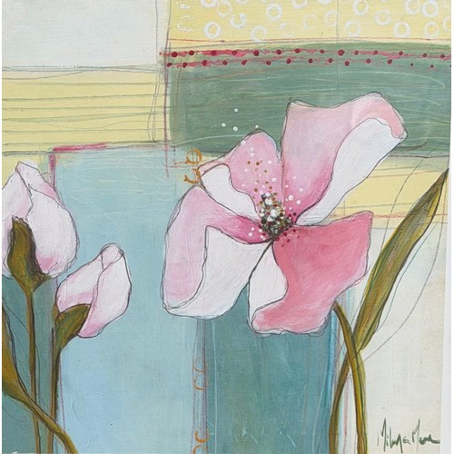 4034 - A coloured print after Milena More, 28.5cm x 28.5cm in large wood frame.