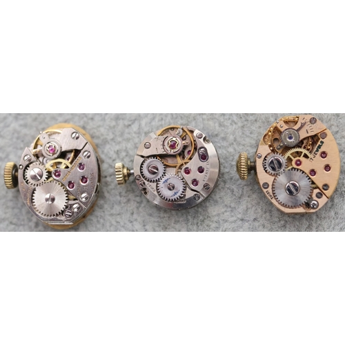 321 - 3 small ladies' watch movements (no straps or cases), Baume, Rotary and Bueche Girod (3)