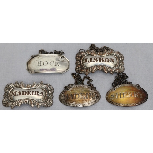 3 Irish silver wine labels, 