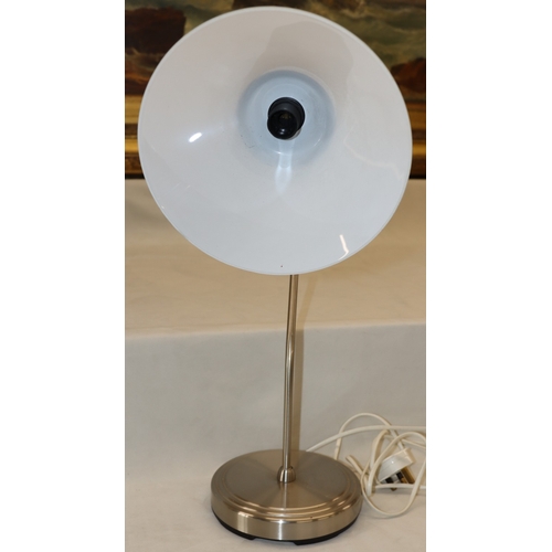 A modern Ikea brushed chrome Kroby lamp, 54cm high overall.