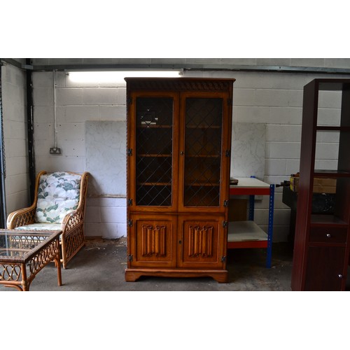 53 - Brown Wooden Glass Fronted Display Cabinet