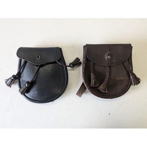 347 - A Pair Of Real Leather Vintage Highlander Bags Made In Scotland