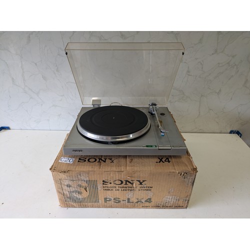 121 - Retro Sony Ps-Lx4 Stereo Turntable System In Original Packaging