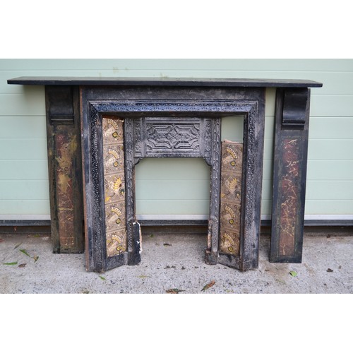 312 - An Antique Victorian Slate Fireplace