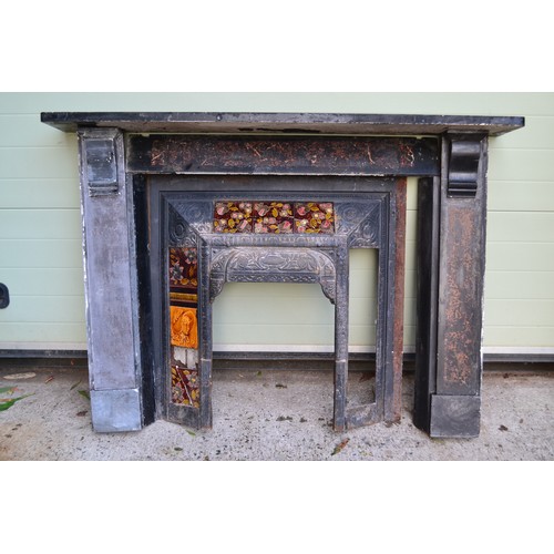 313 - An Antique Victorian Slate Fireplace