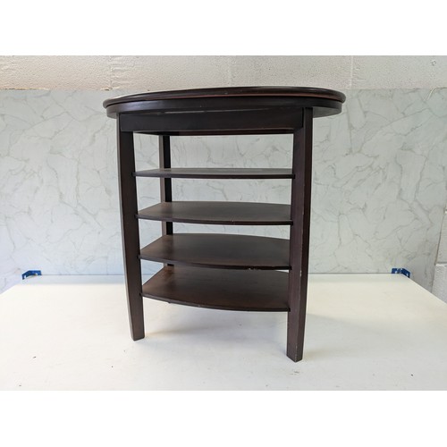 51 - A Dark Wood Side Table With Swivel Top