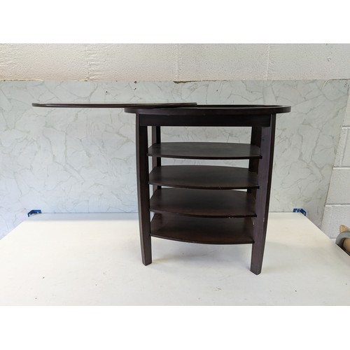 51 - A Dark Wood Side Table With Swivel Top