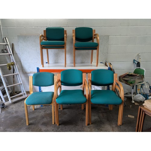 52 - A Set Of 9 Green Office/Waiting Room Armchairs