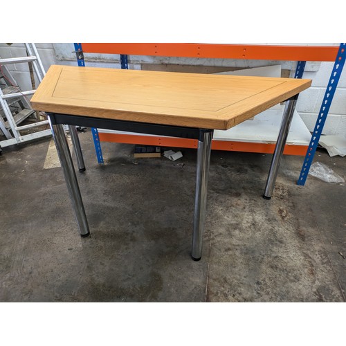 55 - An Office Table With Folding Metal Frame & Legs