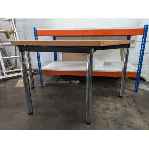 55 - An Office Table With Folding Metal Frame & Legs