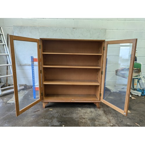 61 - Glass Fronted Oak Bookcase