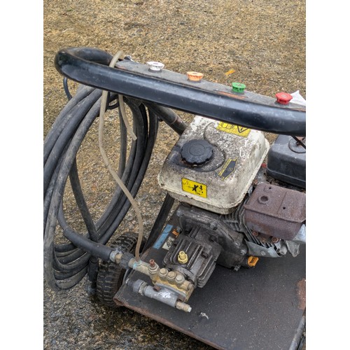 20 - Petrol Pressure Washer On Wheeled Trolley - Working